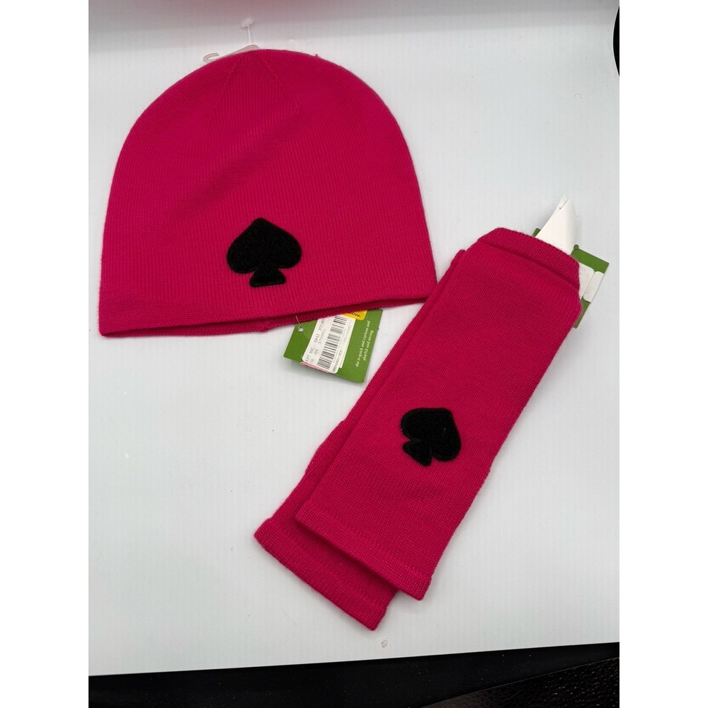 HOT PINK Kate Spade New York Fingerless Gloves/Arm Warmer & MATCHING BEANIE HAT!